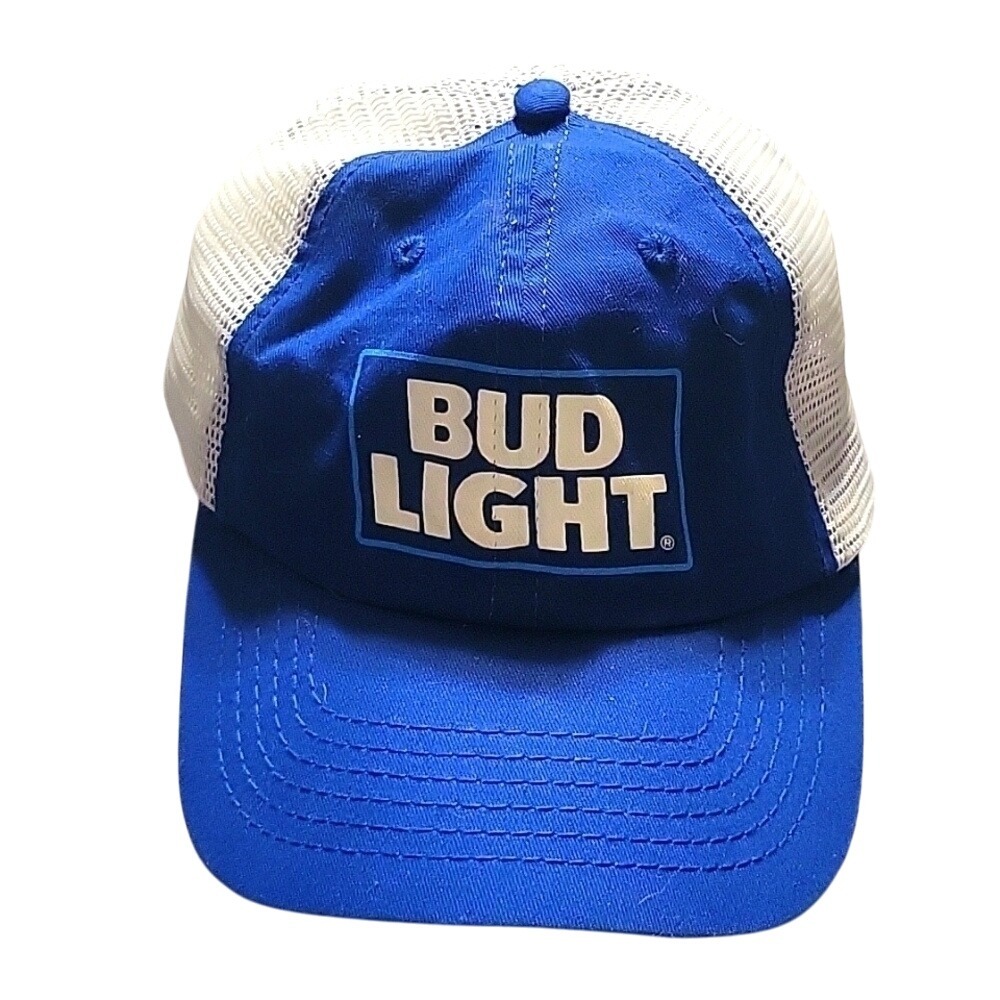 Bud Light Trucker Hat Royal Blue White Mesh Adjustable Snapback Cap RN128218